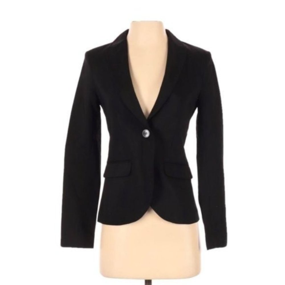 H&M Blazer 4‎ Black Fitted Padded Shoulders
